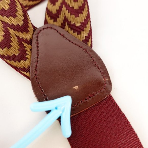 CAS GERMANY Men's Red Khaki Suspender Button Y Back Weaving Gold Hardware Buckle - Picture 9 of 11